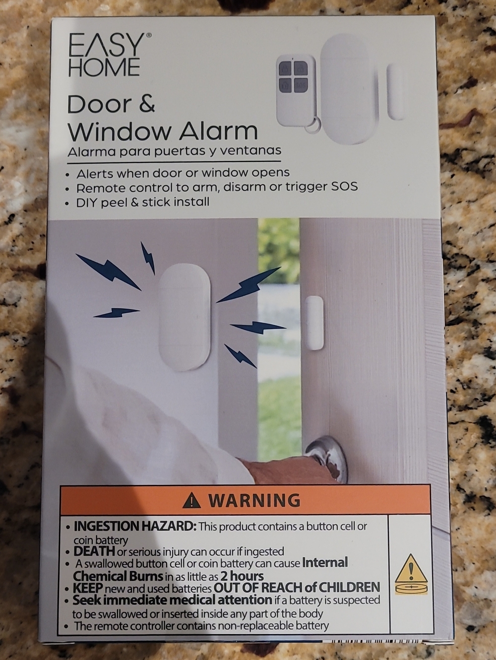 Easy Home White Door & Window Alarm with Remote
